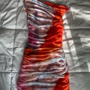 Zara Multicolor Off-Shoulder Mini Dress